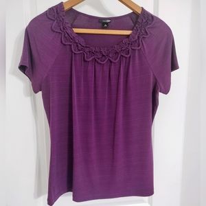 East 5th Purple Shimmer Blouse Top